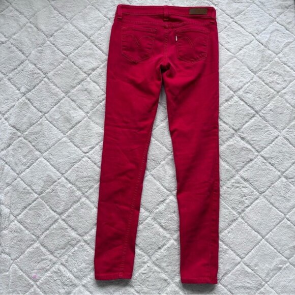 Levi's | Coral Red Denim Curve Low Rise Skinny Jeans | Size 5/27 - Picture 3 of 11